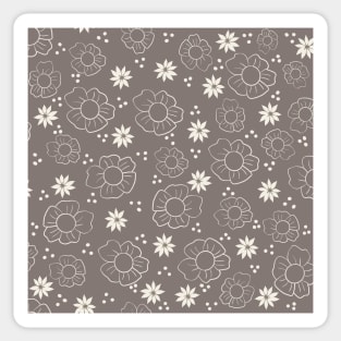 Botanical Dark Gray and White Pattern Sticker